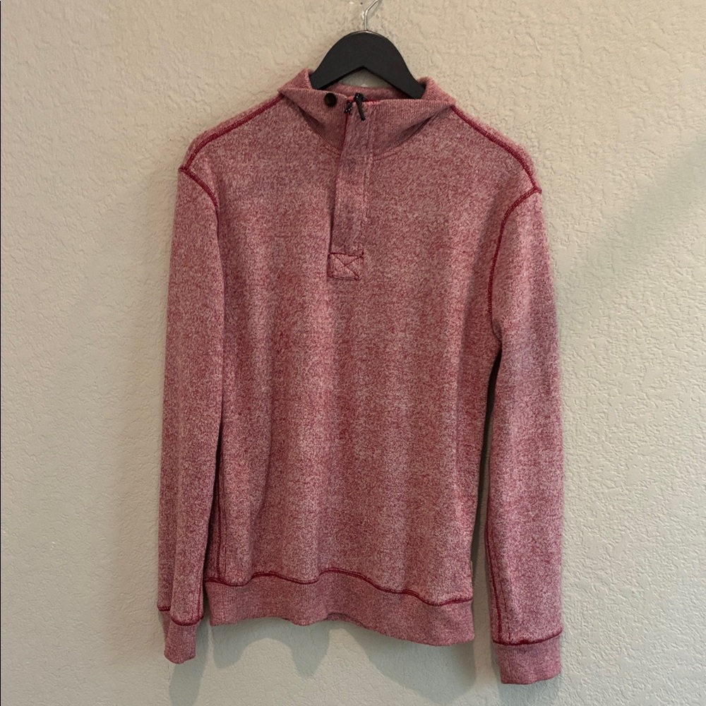 Surfside Supply Men's Red Heather Half-Zip Hooded Sweater